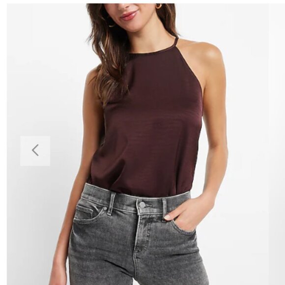 NWT Satin Halter Neck Cami Bodysuit XS - Picture 1 of 4